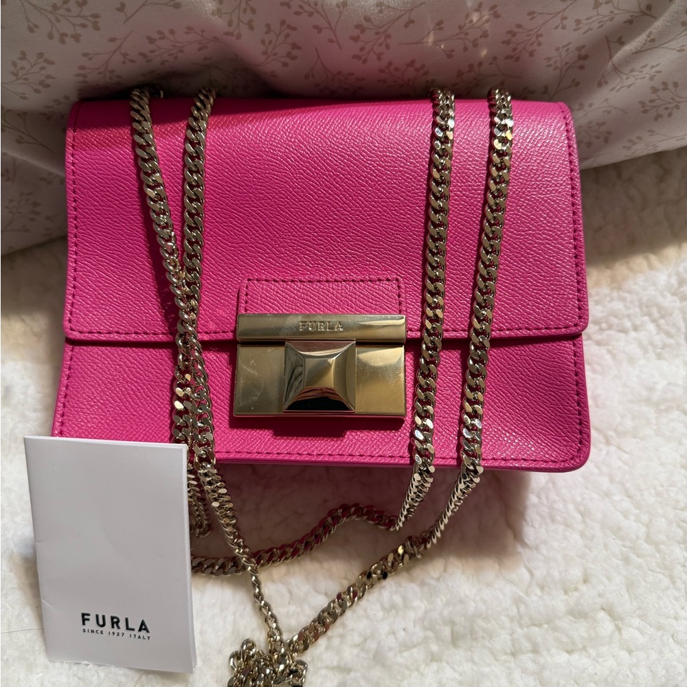 Furla Pink Leather Chain Bag